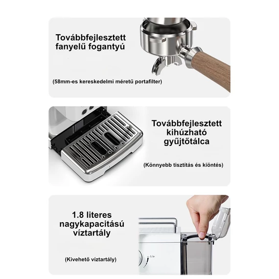 HiBREW H10 Plus 58mm, kijelzős, karos kávéfőző (prémium változat) 