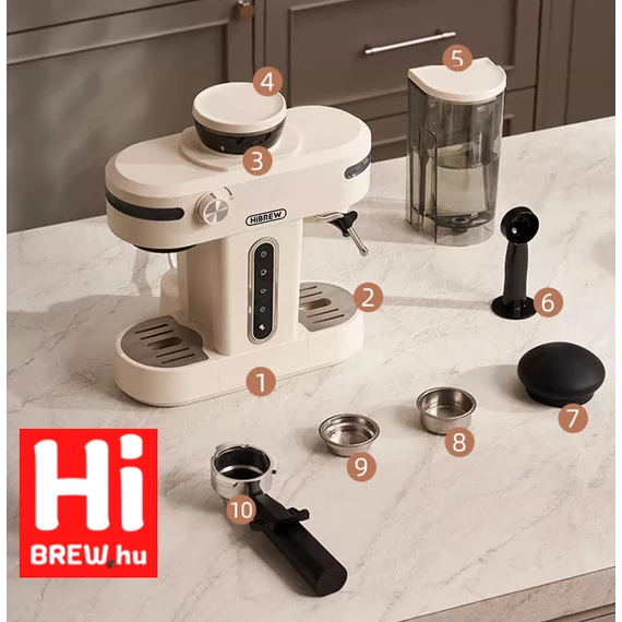 HiBREW H14 Barista Duo karos, mini kávéfőző beépített darálóval 